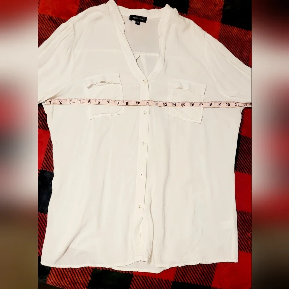 Spense Womens White Sheer Button Up Shirt. With 2 Front Pockets. Size XL - Picture 7 of 9